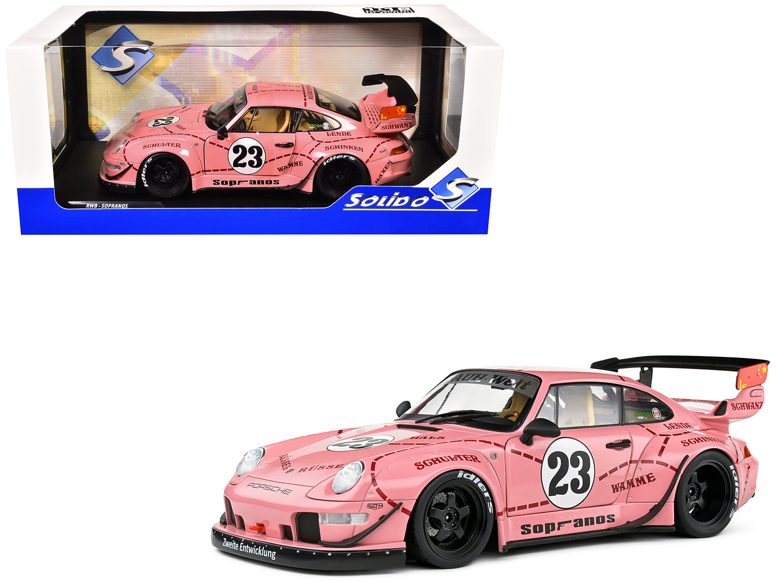 2020 RWB Bodykit #23 "Pink Pig" Pink with Graphics 1/18 Diecast Model Car by Solido free shipping USA