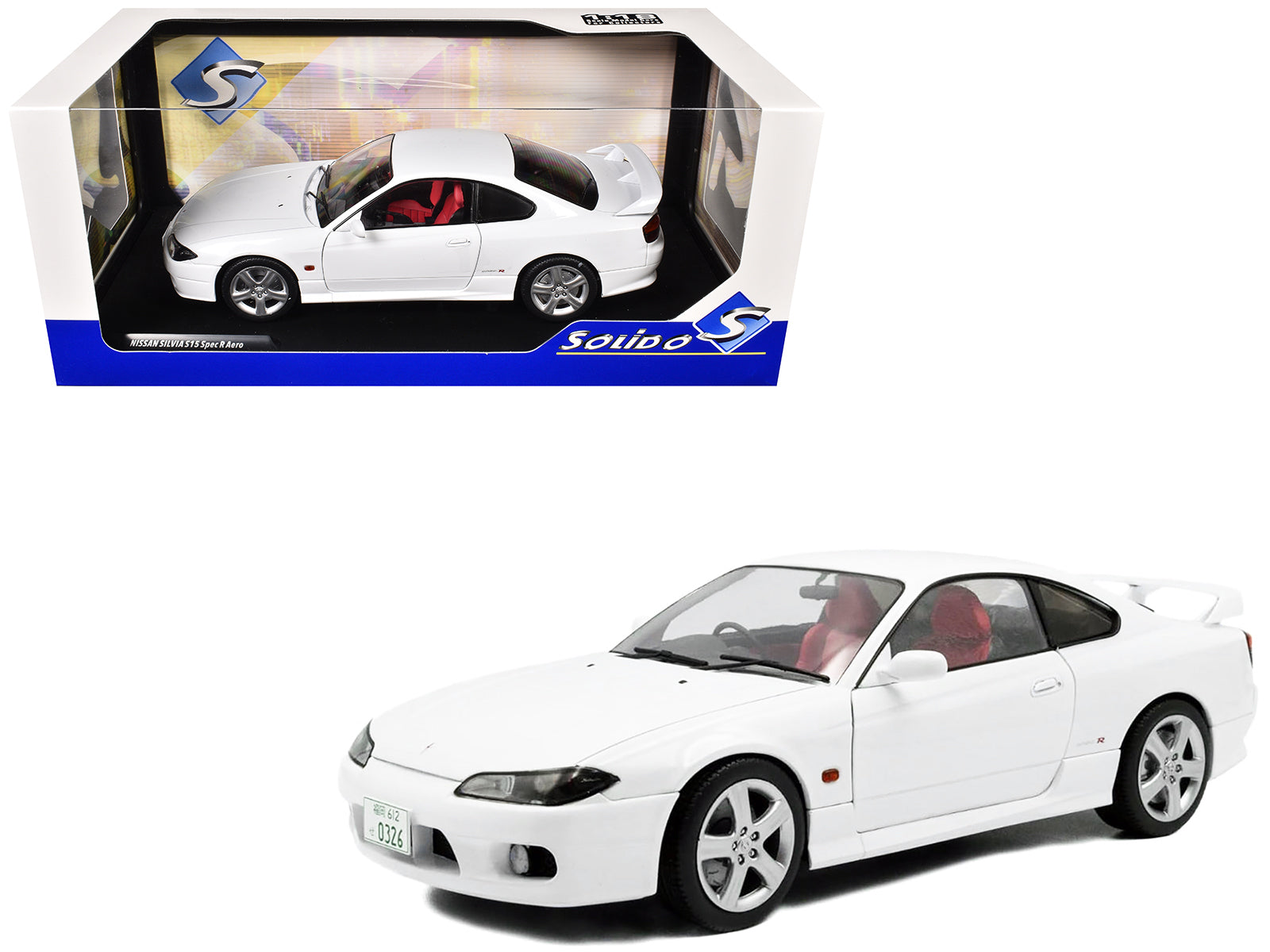 1999 Nissan Silvia (S15) Spec-R Aero RHD (Right Hand Drive) Aspen White 1/18 Diecast Model Car by Solido free shipping USA
