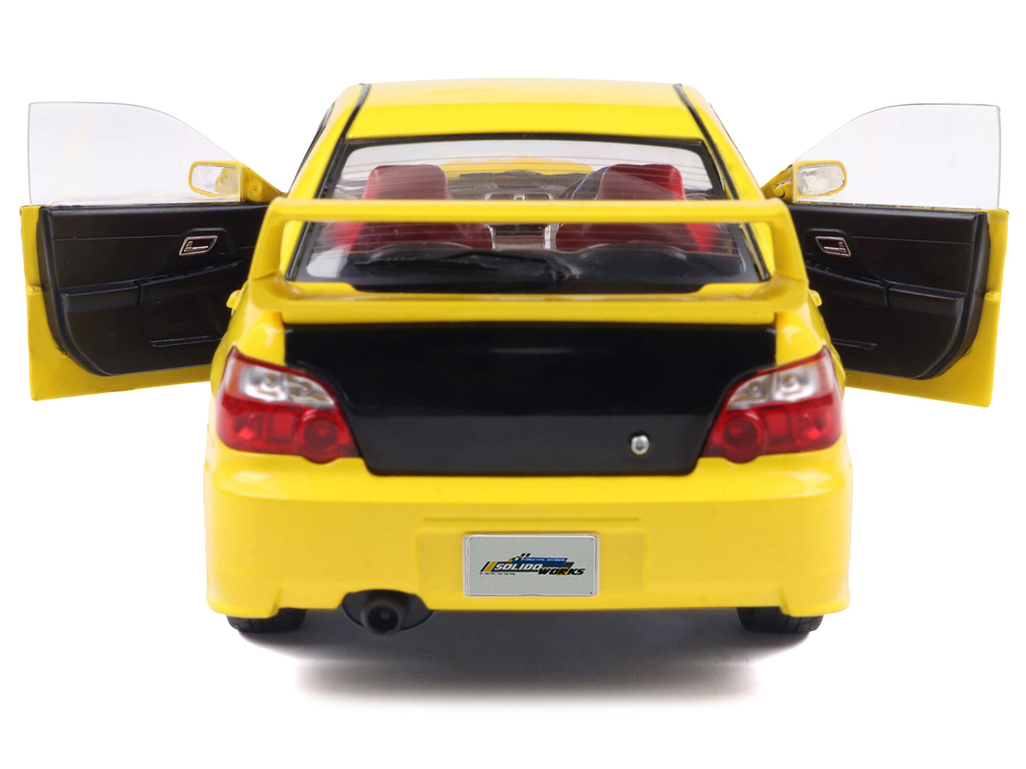 2003 Subaru Impreza WRX STI RHD (Right Hand Drive) Yellow with Carbon Hood 1/18 Diecast Model Car by Solido