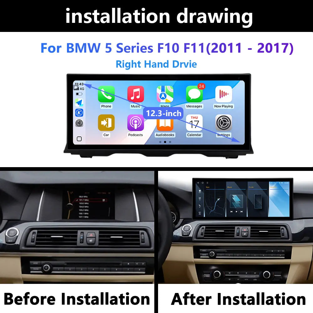 RHD For BMW 5 Series F10 F11 2011 - 2017 Android Wireless Carplay Radio Multimedia Player GPS WIFI DSP Stereo Screen Accessories