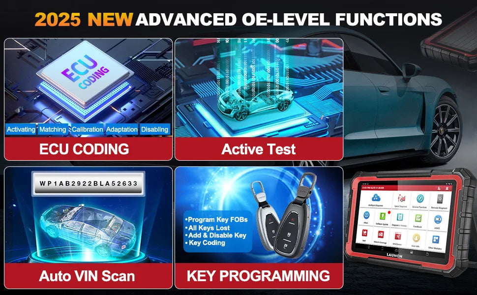 2025 LAUNCH X431 PRO ELITE Car Diagnostic Tools CANFD DOIP ECU CODING Bi-directionnal OBD2 Scanner 2 Years Free Update