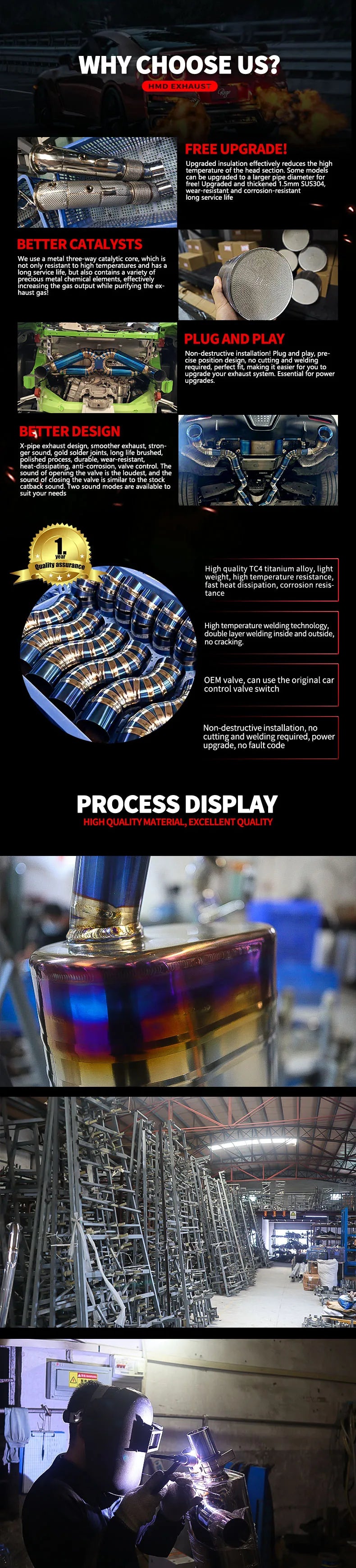 HMD Hot sale Stainless Steel Exhaust System Performance Catback for Hummer H2 6.0L Muffler With Valve