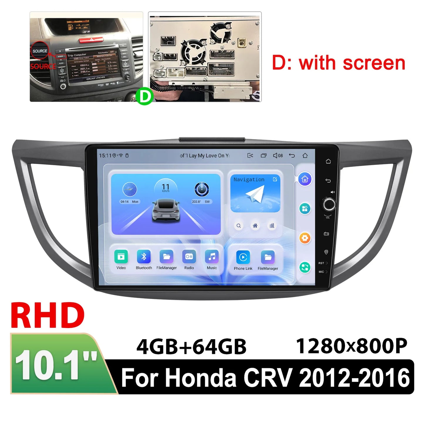 JOYING 10.1"Android 13.0 Car Stereo Radio Multimedia Playere Head Unit With Apple Carplay Android Auto For Honda CRV 2012-2016