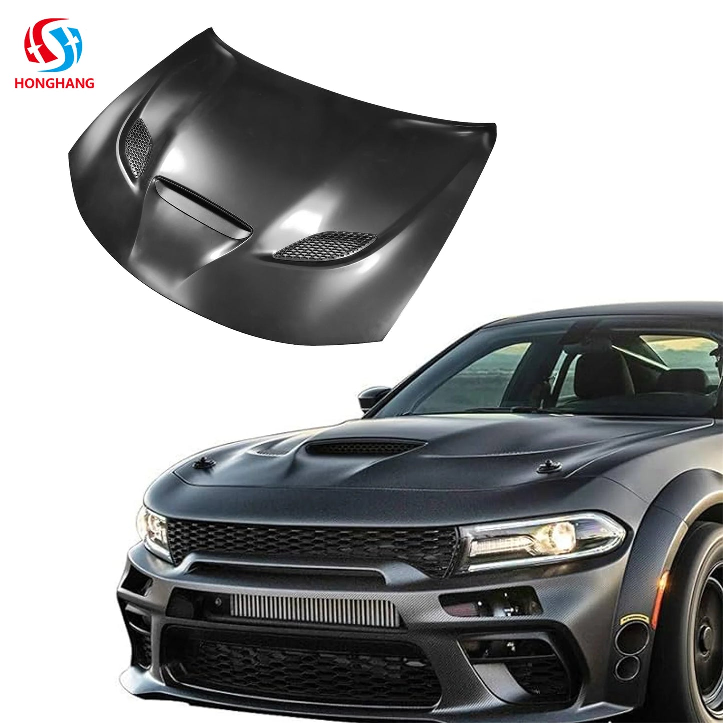 HongHang Factory Auto Car Front Engine Hellcat Hood for Dodge Charger Accseeories Hoods 2013-2021