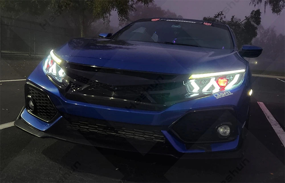 Pair Led Headlights For Honda Civic 2016-2021 Sedan Hatchback Hatch Type R Touring LX EX EX-L Sport FK7 FK8 10th Head Light Lamp