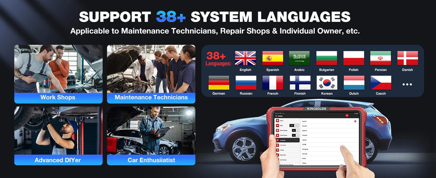 2025 KINGBOLEN K10 Pro Bi-Directional Scanner Full Systems Diagnostic Scan Tool, 40 Reset ECU Coding,AutoAuth for FCA SGW