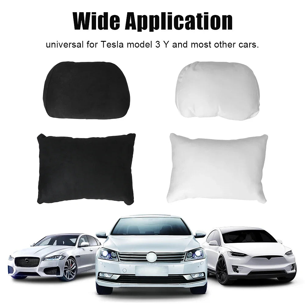 Color: WHITE - 1 Pc For Tesla Model 3 Y Headrest Soft Comfortable Cushion Universal For Head Lumbar Relief Support Car Neck Waist Pillows - Premium Interior Accessories from LEEPEE - Just $32.98! Shop now at Rapidvehicles