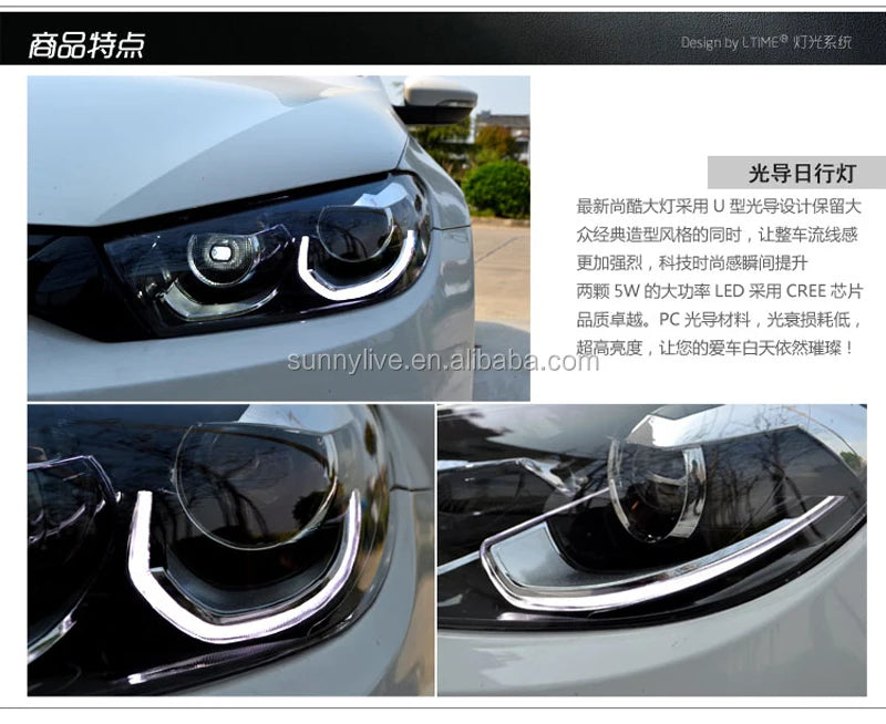 LED Head Lamp For VOLKSWAGEN Scirocco 2008 To 2015 For 1.4 Version