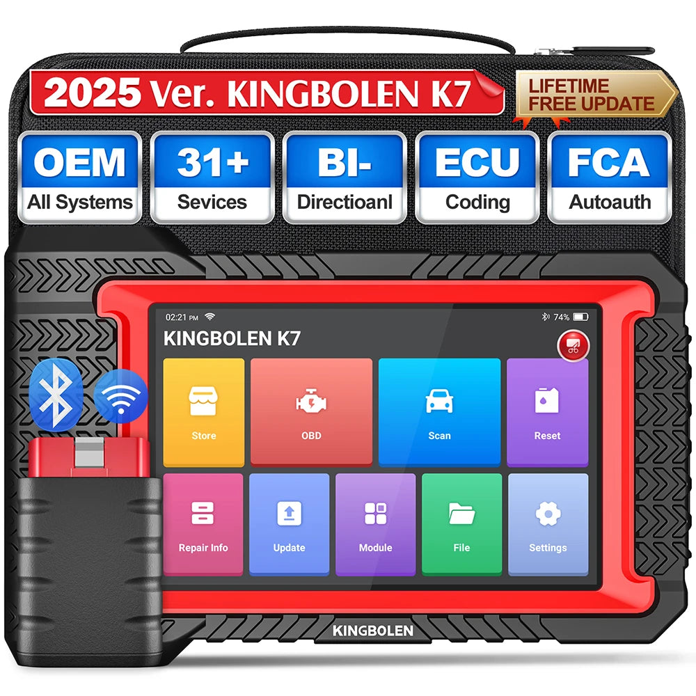 KINGBOLEN K7 Car Diagnostic Tools All System ECU Coding Bidirectionnal 28 Service FCA OBD2 Scanner Lifetime Free Update PK MAX 2