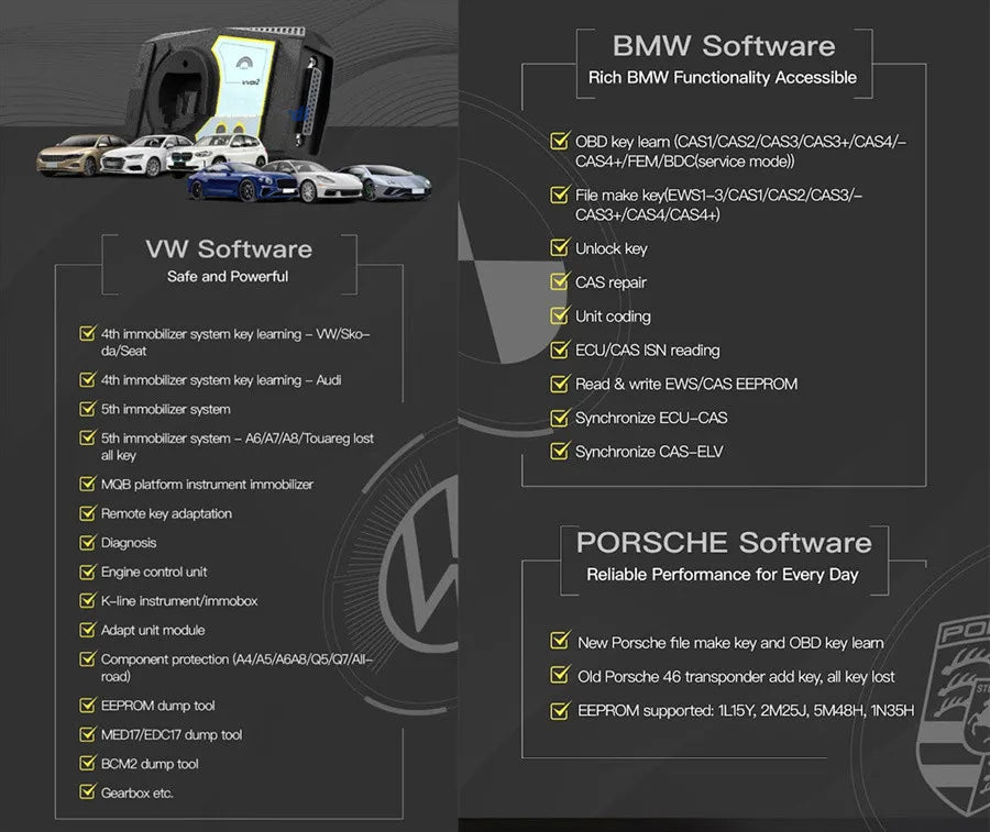 Xhorse VVDI2 Full Version V7.3.7 with OBD48+96bit 48-Clone+MQB+FEM/BDC for BMW with 13 Authorizations Activated Free