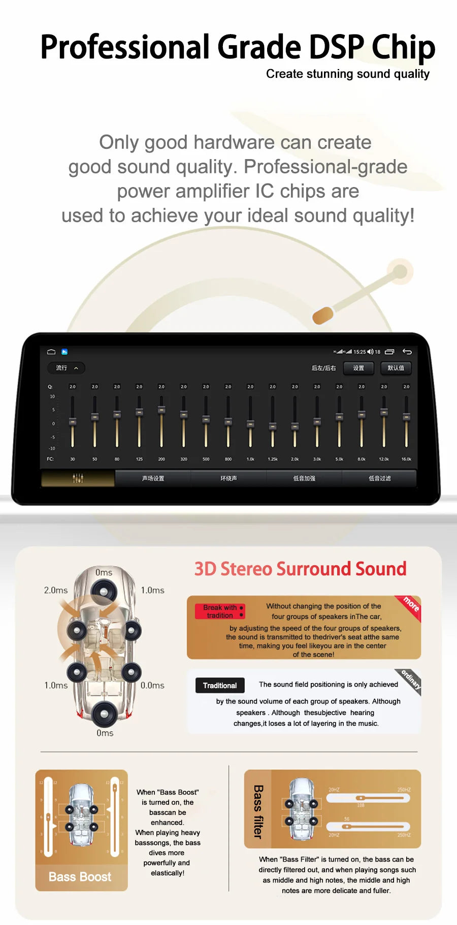 13.3'' Android 14 2K Screen For Honda Accord 2018 2019 2020 Stereo GPS Car Multimedia Video Player Navigation Carplay Head Unit