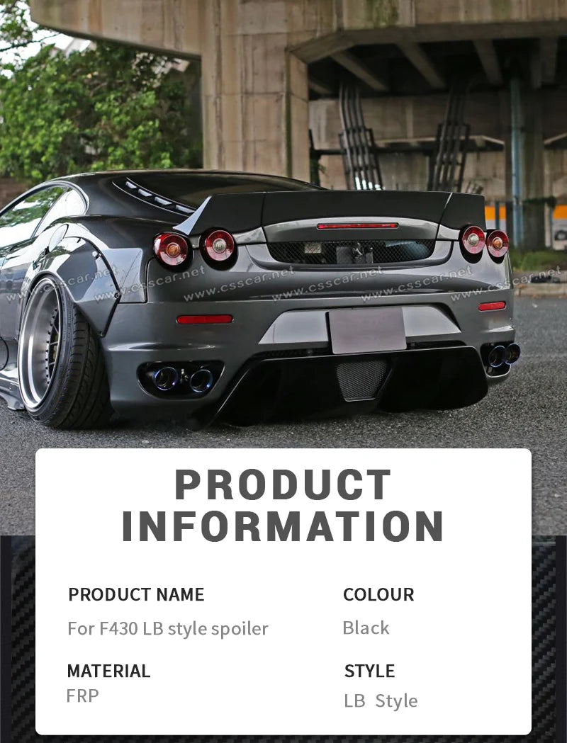FRP Material Rear Truck Wing Lid For Ferrari F430 Upgrade LB Style CarTail Truck Spoiler Lip Ducktail Wing Moulding Accessory