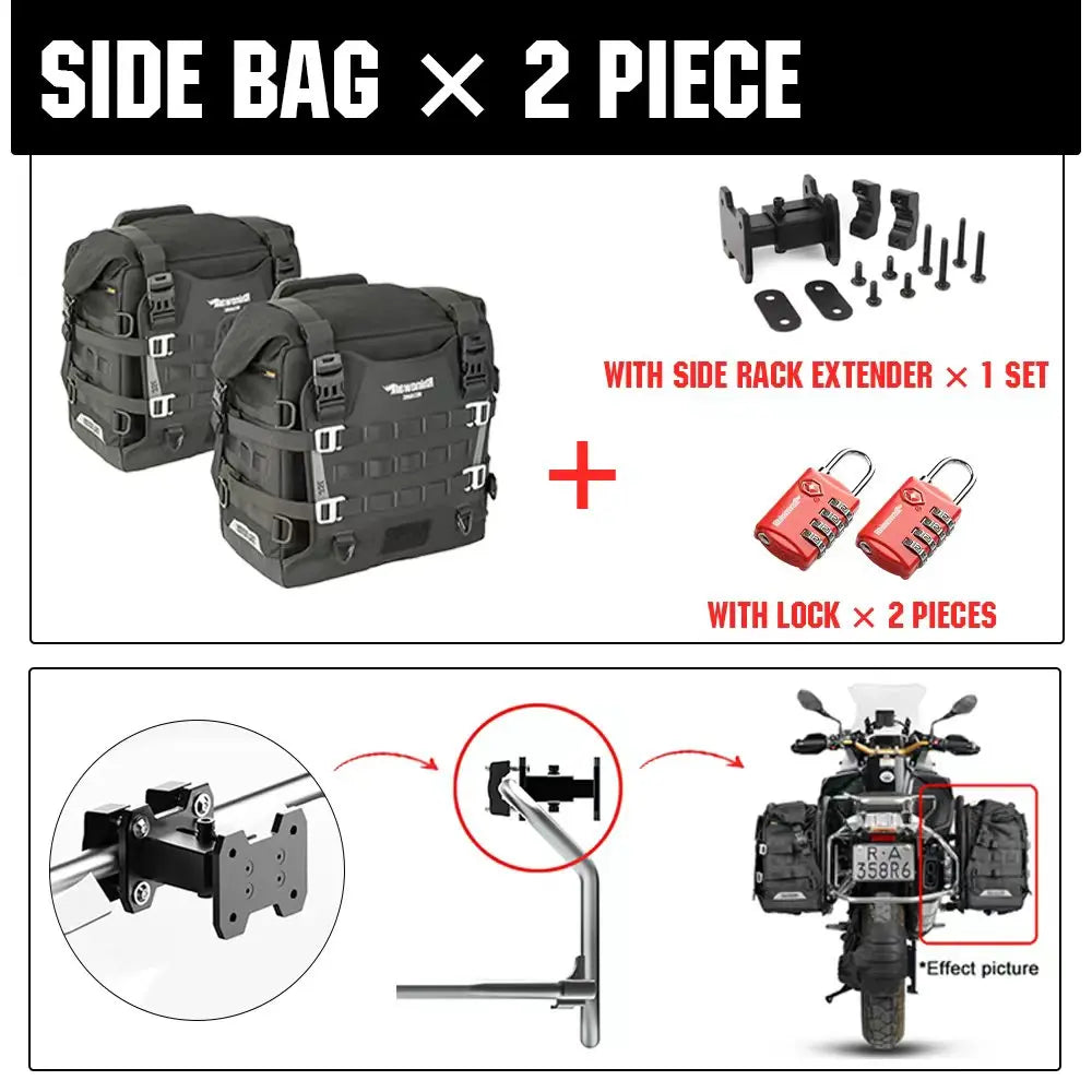 Rhinowalk Motorcycle Side Bag 35L Waterproof Quick Release Saddle Bag For BMW R1300GS R1250GS R1200GS S1000XR Motorbike Luggage