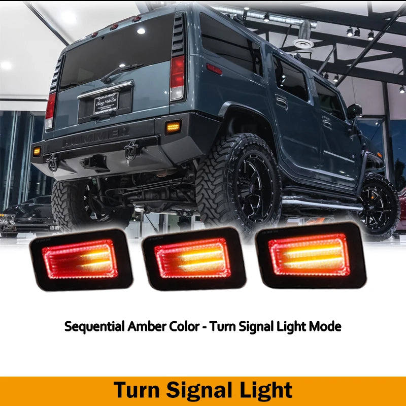 Red LED Car Rear Bumper Reflector Light For 2005-2009 Hummer H2 Rear Fog Light, Brake Tail Lights and Dynamic Turn Signal Light
