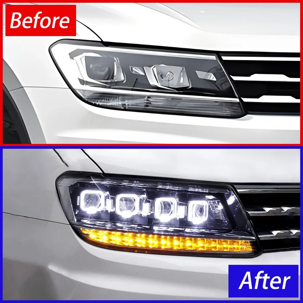 Car Front Lamps for VW Tiguan L 2017-2021 LED Auto Headlights Assembly Upgrade Bugatti Style 4 Projector Lens Accessories