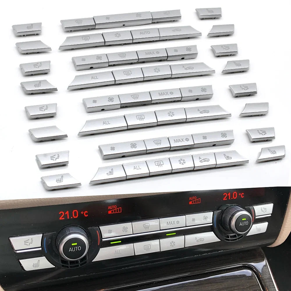 Color Name: Brown - Silver Dashboard Air Conditioner Ac Buttons Cover Caps Repair Kit For BMW 5 6 7 Series X5 X6 F10 F11 F06 F12 F01 F02 F15 F16 - Premium Electrical Equipment from NoEnName_Null - Just $24.96! Shop now at Rapidvehicles