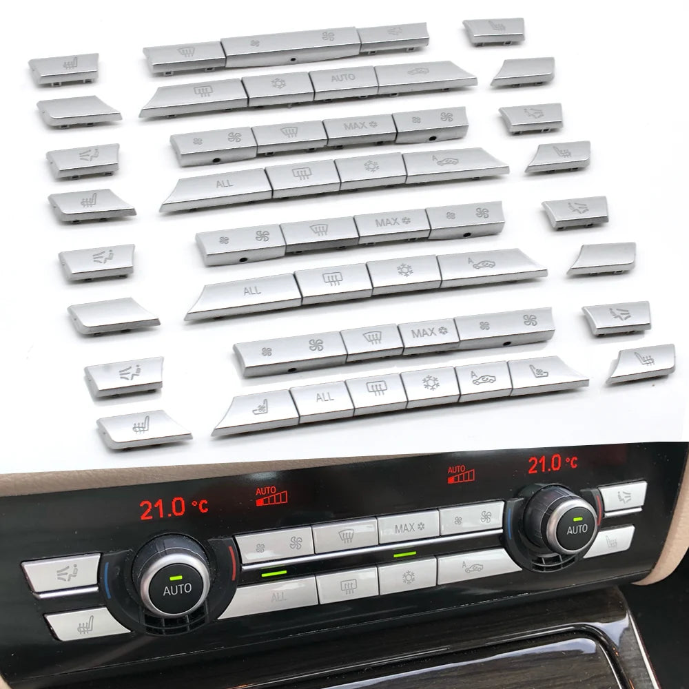 Color Name: Blue - Silver Dashboard Air Conditioner Ac Buttons Cover Caps Repair Kit For BMW 5 6 7 Series X5 X6 F10 F11 F06 F12 F01 F02 F15 F16 - Premium Electrical Equipment from NoEnName_Null - Just $29.99! Shop now at Rapidvehicles