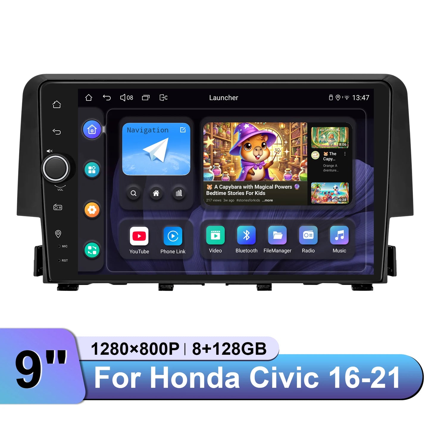JOYING 9"Android 13 Car Radio Stereo Multimedia Player Carplay For Honda Civic 2016 -2021 Support Factory Cameras Plug and Play