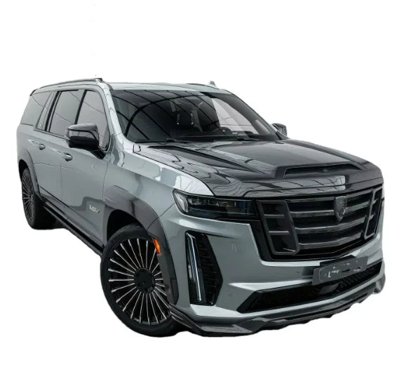 for Cadillac Escalade Upgrade  LD Style Carbon Fiber Wide Body Kit with New Front Lip Rear Diffuser Spoiler Hood Grill