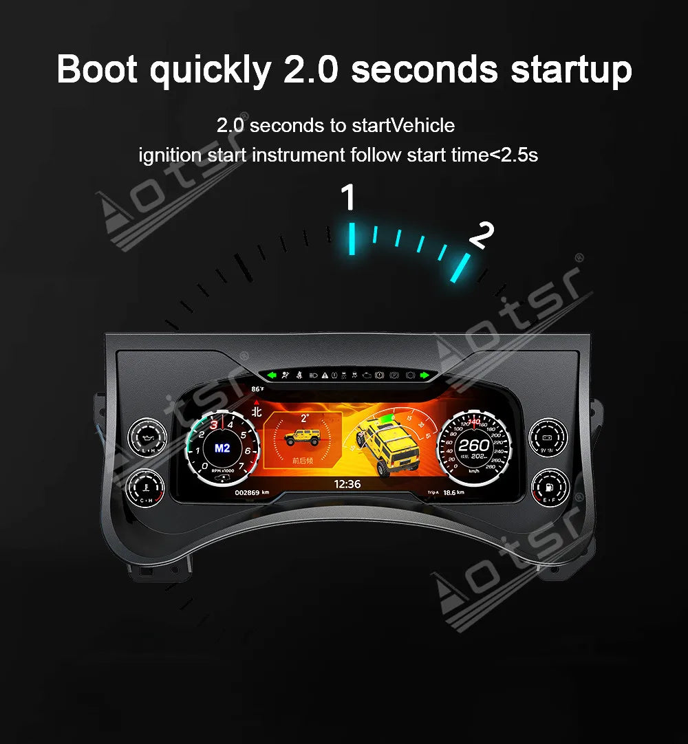 12.3 inch New Upgraded For Hummer H2 2003-2009 Speedometer Car LCD Instrument Panel Digital Cluster Virtual Cockpit