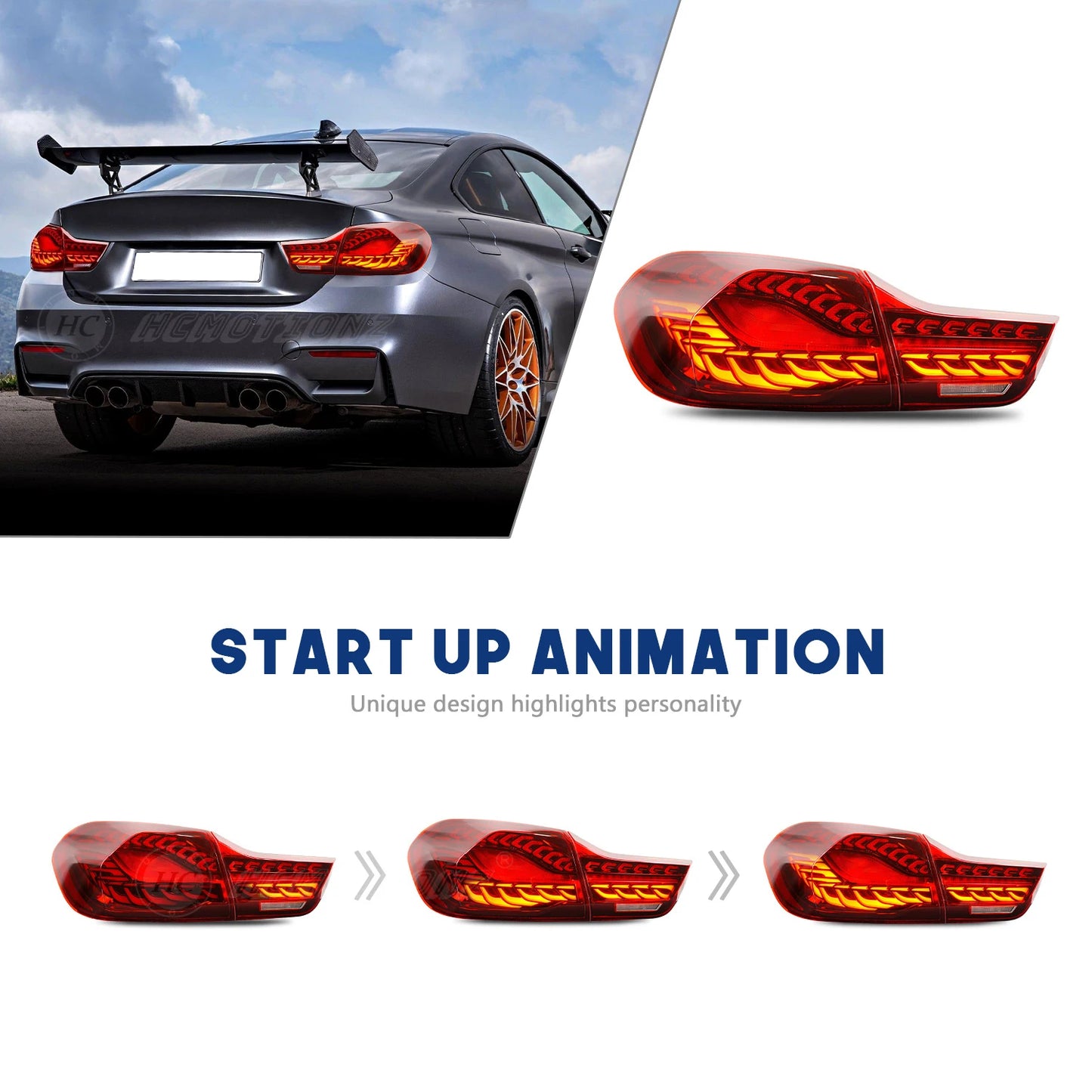 HCMOTIONZ LED Tail Lamp for BMW M4 2014-2020 Car Rear Back Light Assembly F32 F82 F83 F33 F36 420i Models 4 Series U.S. Shipment