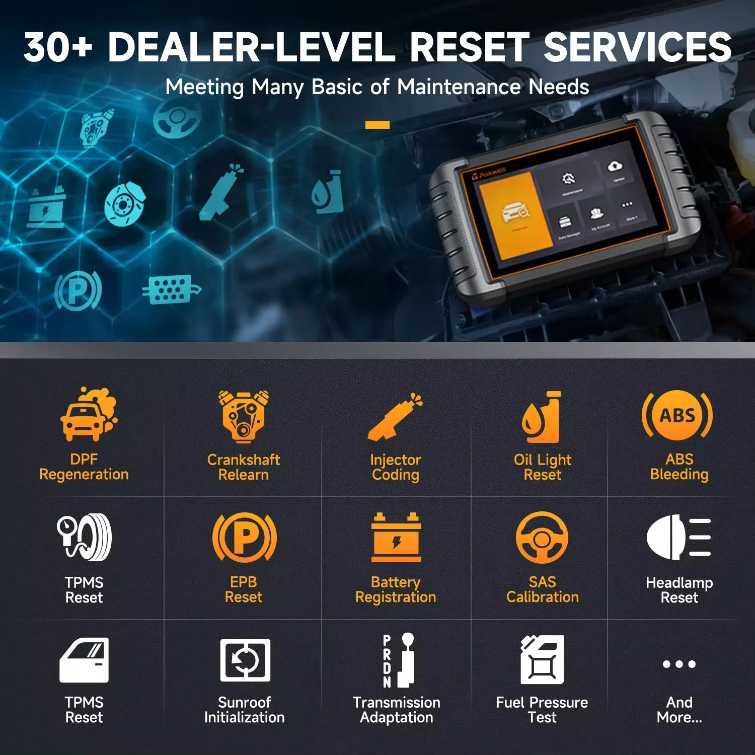 FOXWELL NT809BT OBD2 Bluetooth Car Diagnostic Tool All System Bi-Directional Test 30+ Reset Code Reader OBD2 Scanner Tool