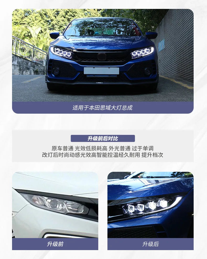 Car Led Headlights For Honda CIVIC 2016-2021 Bugatti style full LED Head Lamp daytime running DRL Head Lamp Front light Assembly