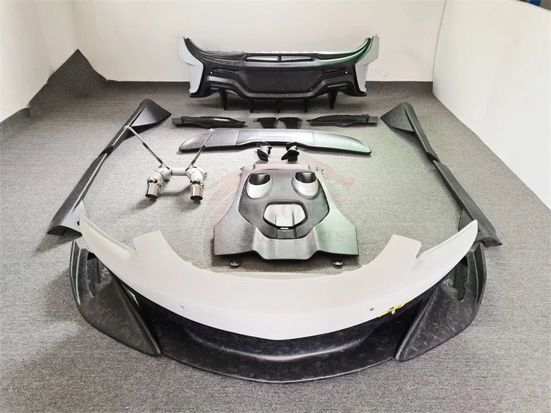 Forged semi-carbon fiber 600LT style front Rear bumper side skirt spoiler rear hood exhaust for McLaren 540C 570S Upgrade 600LT