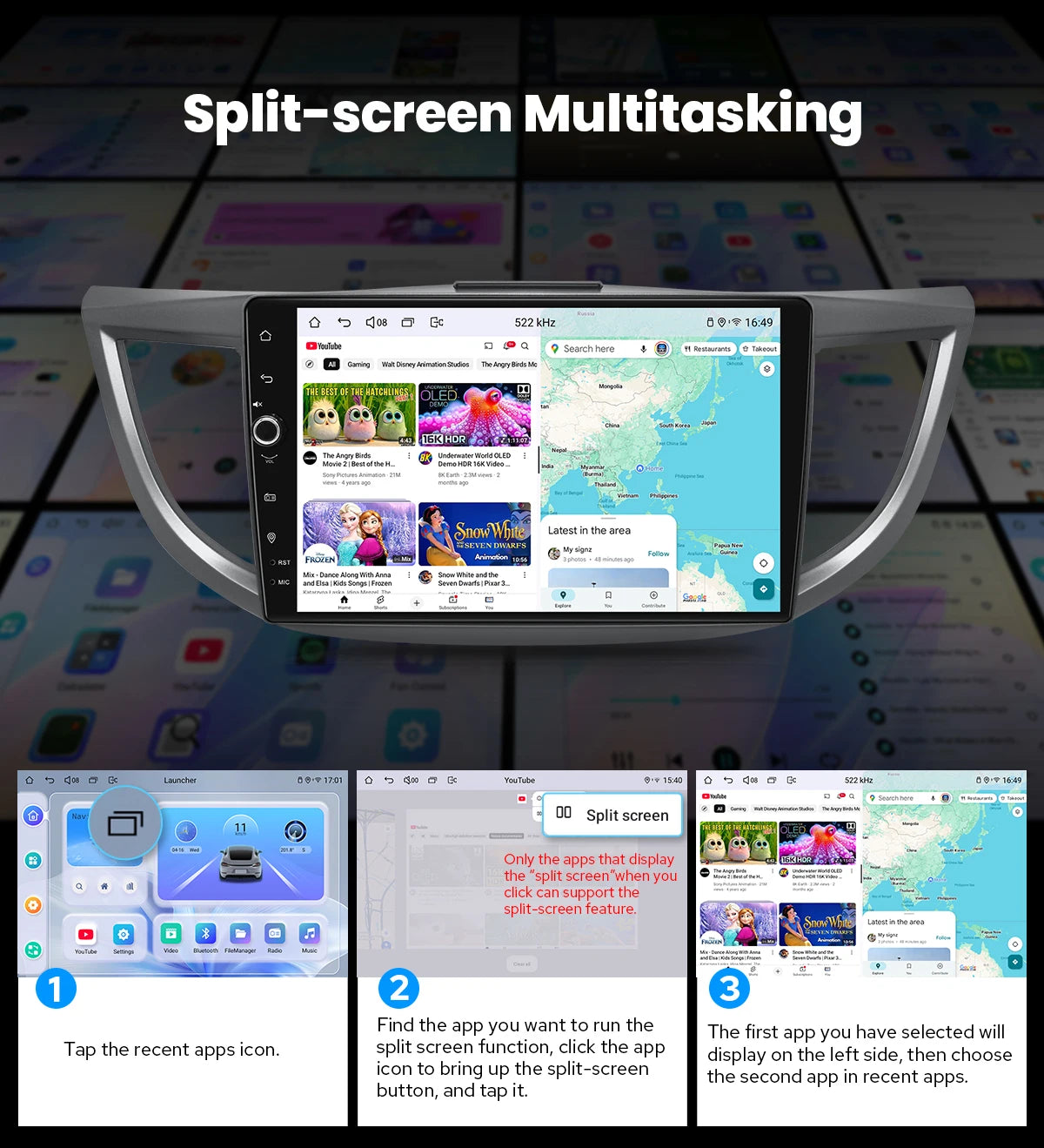 JOYING 10.1"Android 13.0 Car Stereo Radio Multimedia Playere Head Unit With Apple Carplay Android Auto For Honda CRV 2012-2016