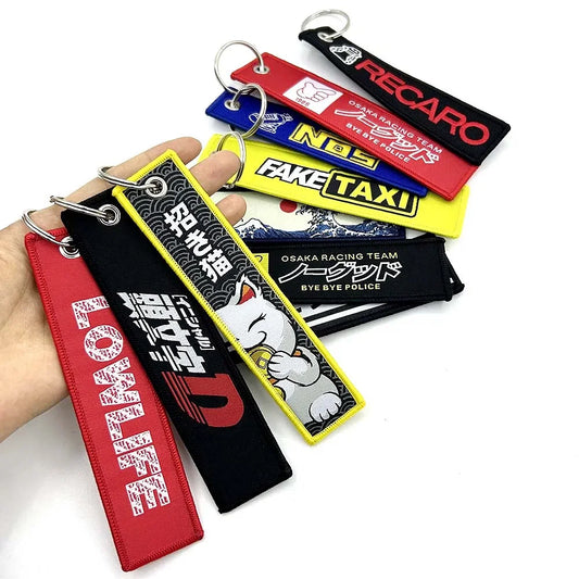 Color Name: Red - JDM Keychain Car Fashion Tags Embroidered Short - Premium Interior Accessories from NoEnName_Null - Just $8.99! Shop now at Rapidvehicles