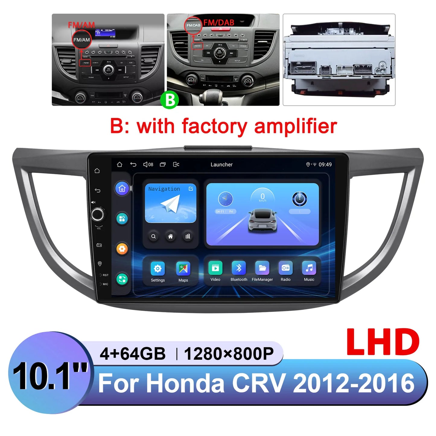 JOYING 10.1"Android 13.0 Car Stereo Radio Multimedia Playere Head Unit With Apple Carplay Android Auto For Honda CRV 2012-2016
