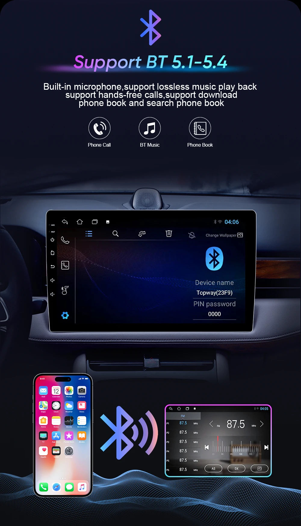 Car Radio Android 14 For Hummer H2 E85 2007 - 2009 Carplay Stereo DVD No 2din Autoradio Multimedia Bluetooth Navigation GPS WIFI