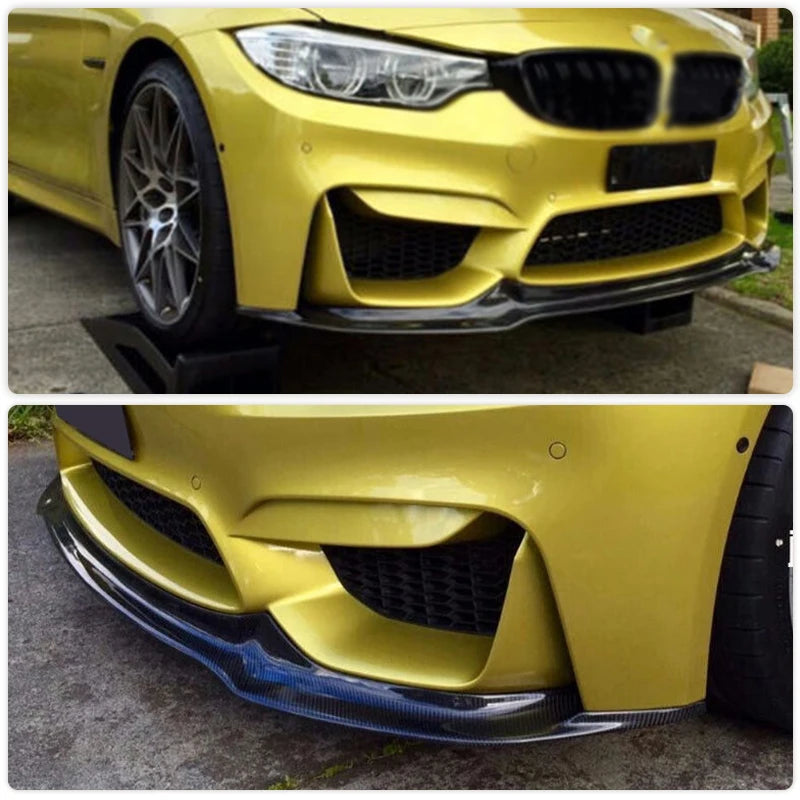 For BMW F80 M3 F82 F83 M4 2014-2019 Carbon Fiber Car Front Bumper Lip Spoiler Add On Racing Front Lip Chin Apron Body Kit