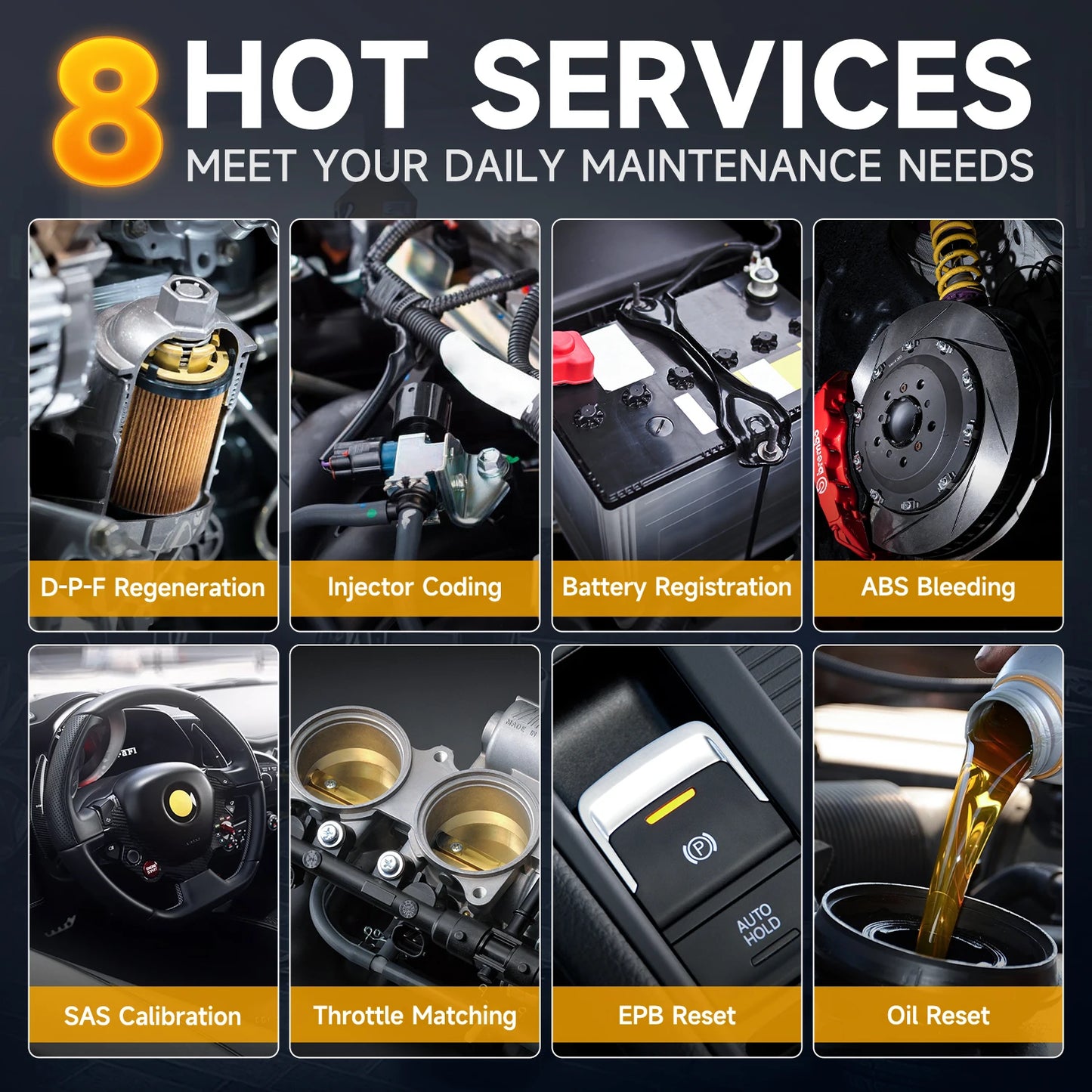 FOXWELL NT624 Elite OBD2 Scanner Car Diagnostic Scanner All Systems Code Reader SAS/Oil/EPB 8 Reset OBD2 Scanner Diagnostic Tool