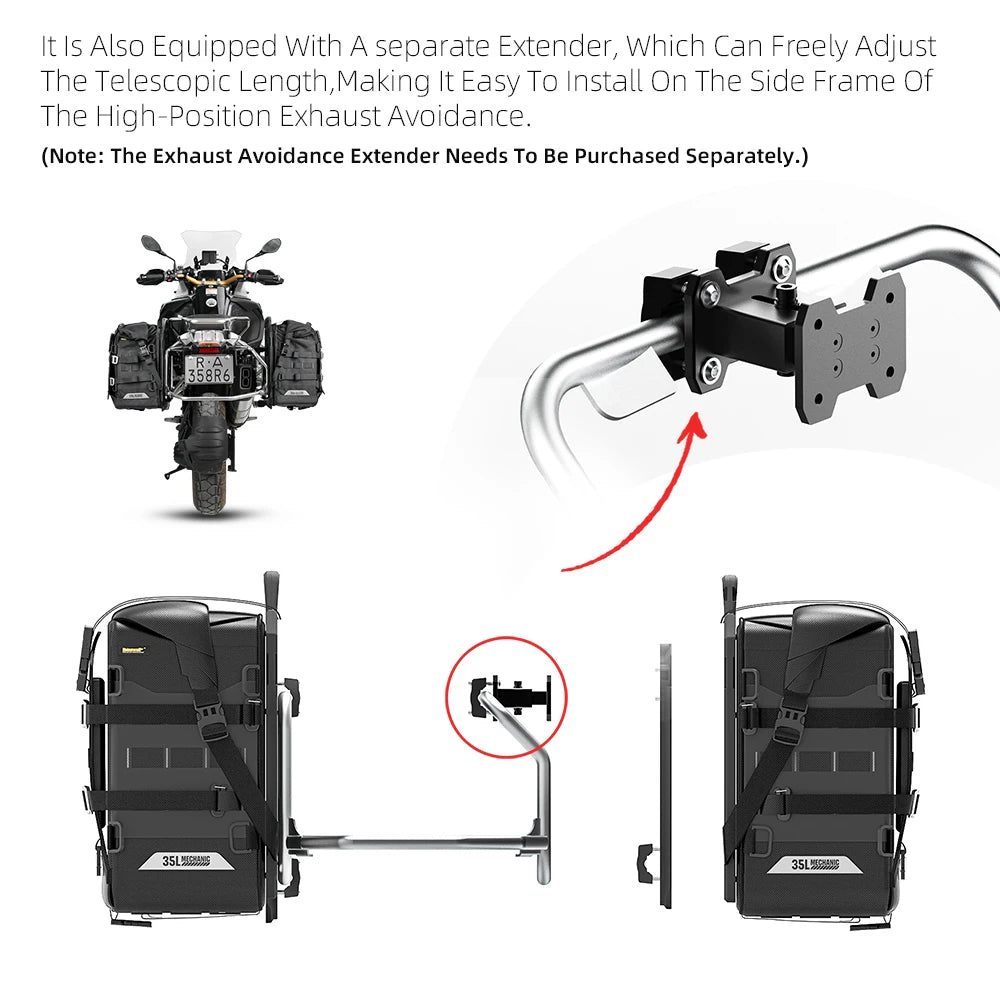 Rhinowalk Motorcycle Side Bag 35L Waterproof Quick Release Saddle Bag For BMW R1300GS R1250GS R1200GS S1000XR Motorbike Luggage