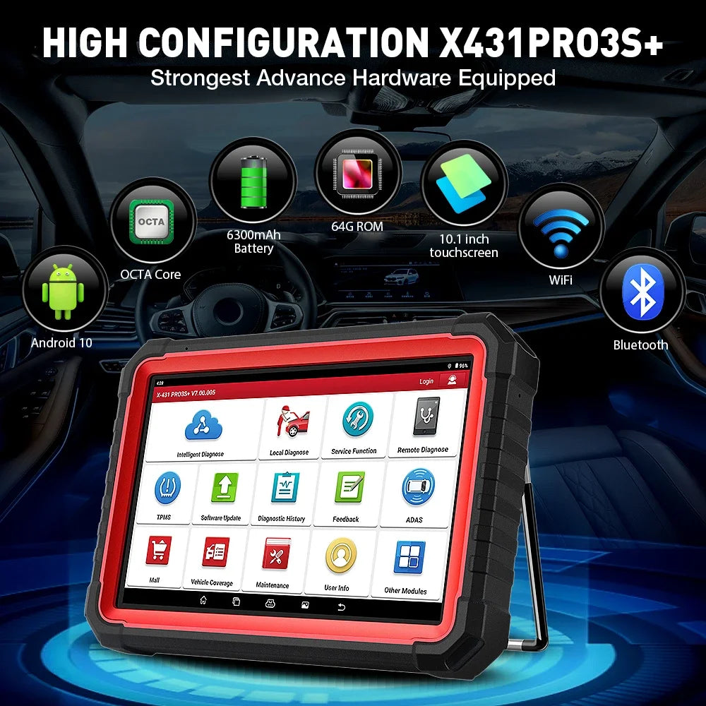 2025 LAUNCH X431 PRO3S+ V5.0 Car Diagnostic Tools 10.1' Auto OBD OBD2 Scanner CANFD DOIP Topology Map Bidirectional ECU Coding