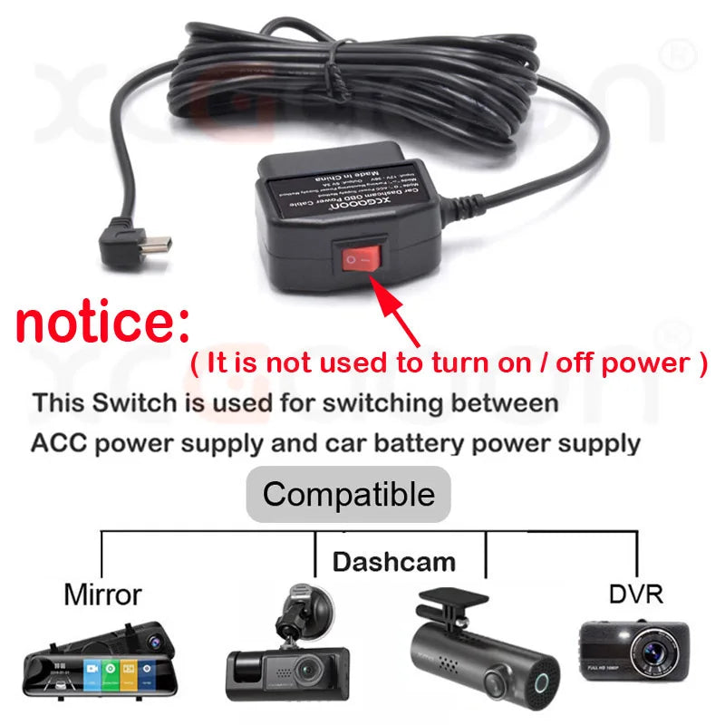 Color Name: Black - 24Hours Mini Mico USB Ports 5V 3A Car Charge Cable OBD Hardwire Cord 3.5Meters With Switch For Dash Cam Camcorder Vehicle DVR - Premium Car Electronics from xcgaoon - Just $10.99! Shop now at Rapidvehicles