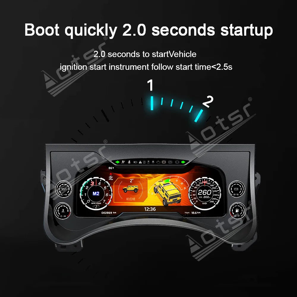 12.3 inch New Upgraded For Hummer H2 2003-2009 Speedometer Car LCD Instrument Panel Digital Cluster Virtual Cockpit