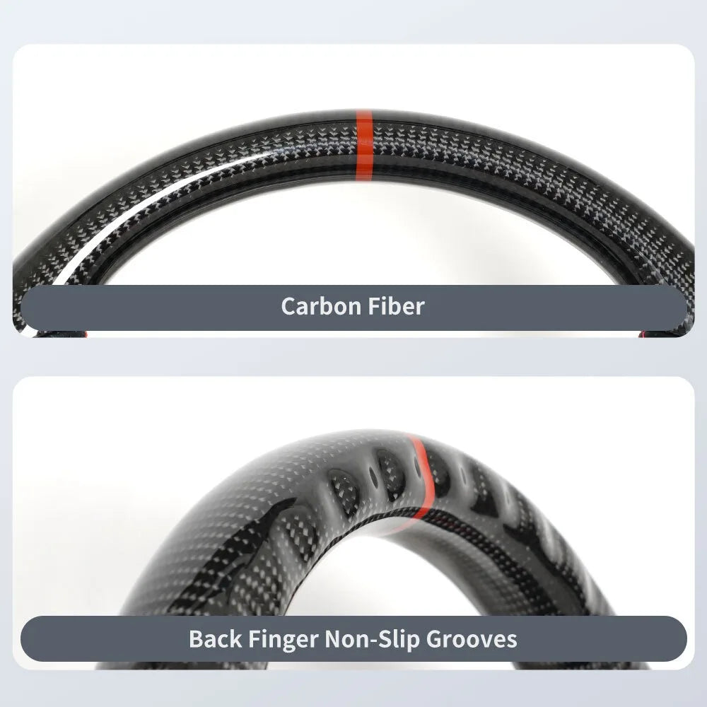 Real Carbon Fiber Steering Wheel For Dodge Charger Challenger Durango 2011-2014 Perforated Leather Red Stripe