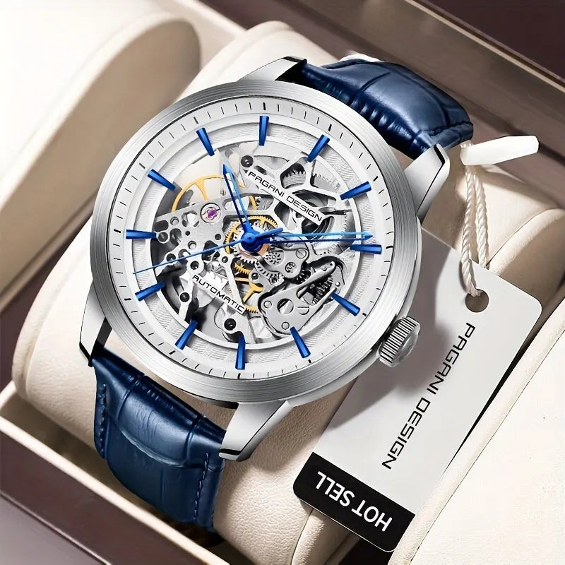 Color: Blue - 2024 PAGANI DESIGN New Men Luxury Automatic Mechanical Watch Stainless Steel Waterproof Sports Leather Watch Relogio Masculino - Premium Men's Watches from PAGANI DESIGN - Just $127.99! Shop now at Rapidvehicles