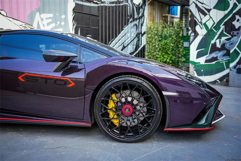 Used for Lamborghini Huracan LP610 LP580 EVO STO Style Dry Carbon Fiber Front and Rear Bumper Side Skirts Hood and Body Kit
