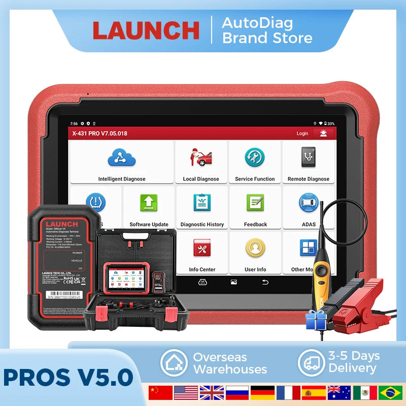 LAUNCH X431 PROS V 5.0 Diagnostic Tools OBD2 Car Scanner PRO V All System Diagnostic Automotive Tool ECU Coding 2024 New Version