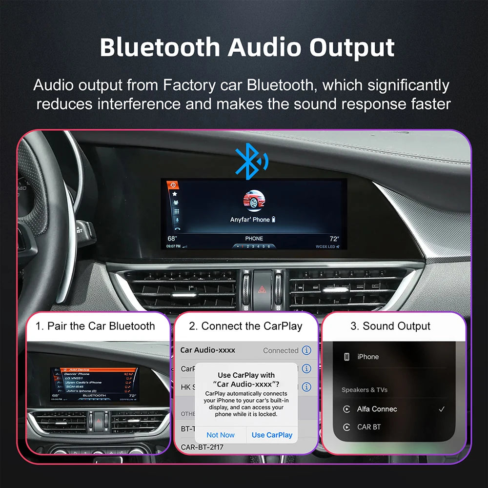Wireless CarPlay Android Auto Retrofit Kit Decoder Box For Alfa Romeo Giulia Stelvio CarPlay Interface 2017-2020