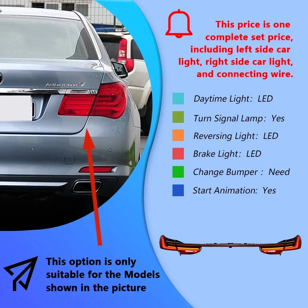Upgraded Through Taillights Accessories for BMW 7 Series F01 F02 G11 G12 730Li 740Li 750Li 2008-2019 LED Car Taillights Assembly