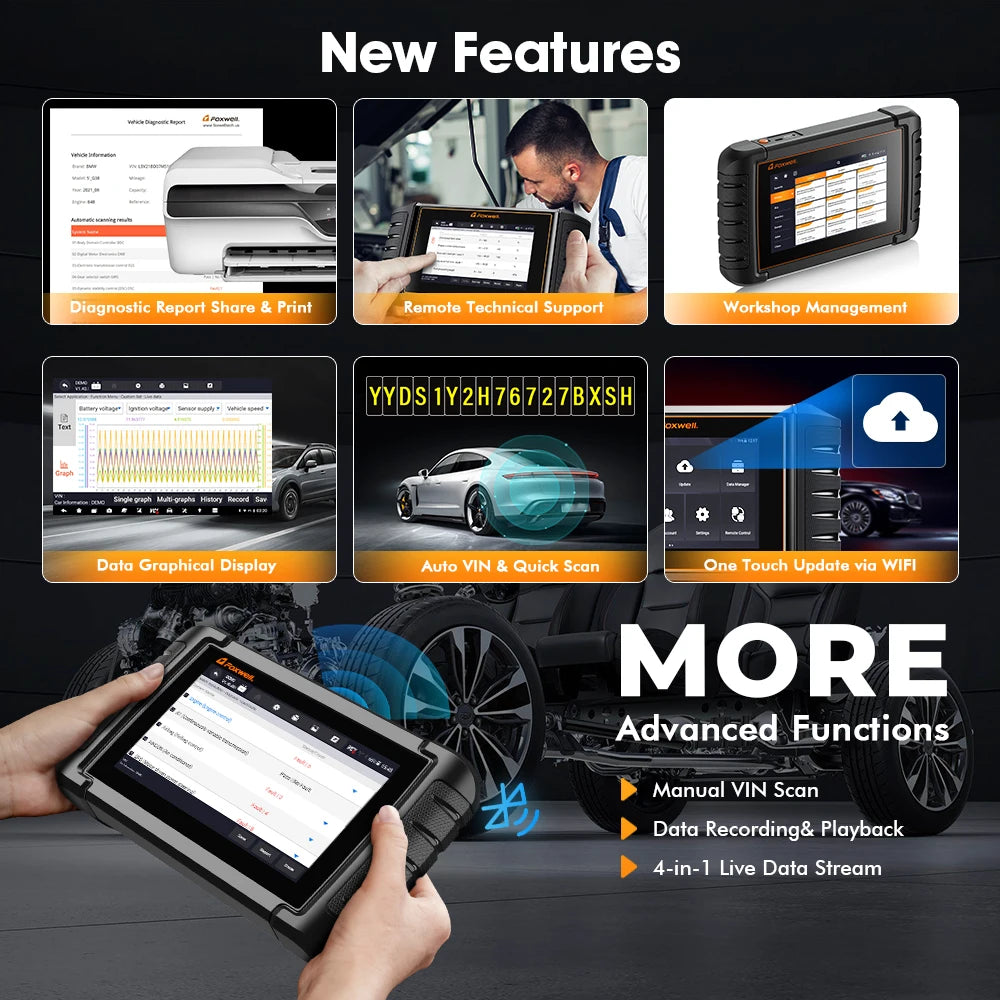 FOXWELL NT809 BT OBD2 Bluetooth All System Bi-Directional 30+ Reset Code Reader OBD2 Scanner Automotivo Car Diagnostic Tool