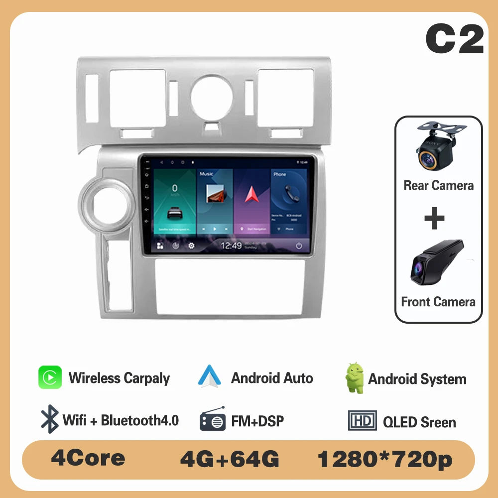 Car Radio Android 14 For Hummer H2 E85 2007 - 2009 Carplay Stereo DVD No 2din Autoradio Multimedia Bluetooth Navigation GPS WIFI