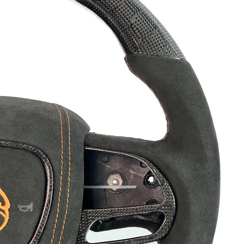 Carbon Bos Carbon Fiber Steering Wheel Perforated Leather for Dodge Challenger Charger SRT HELLCAT Steering Wheel DIY Color New