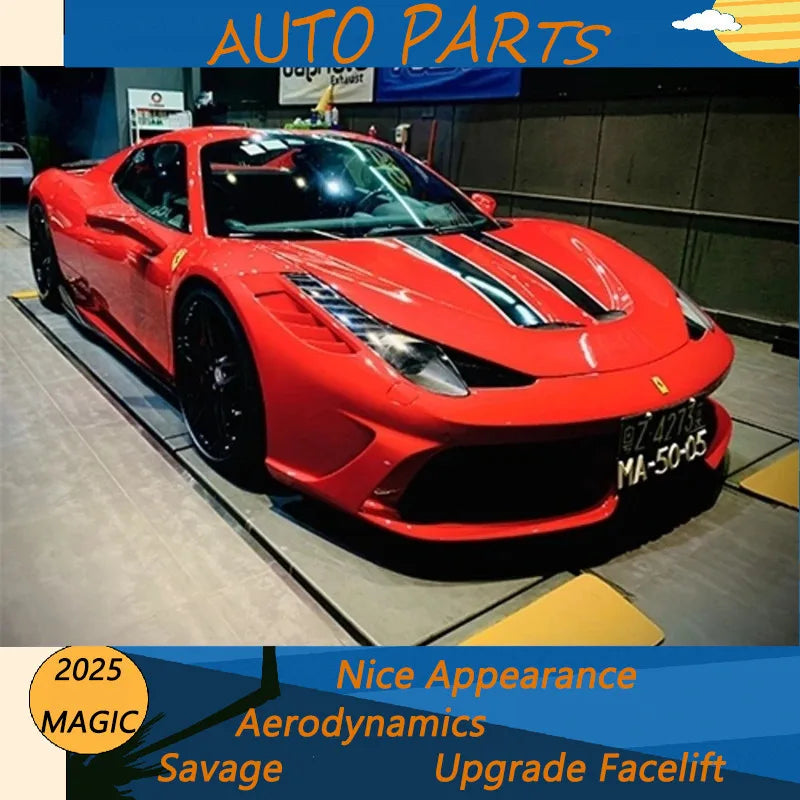 Suitable for Ferrari 458 Modified with Special Carbon Fiber Tail Wing, Front Bumper, Hood, Lip, Rear Spoiler Comparison Trim