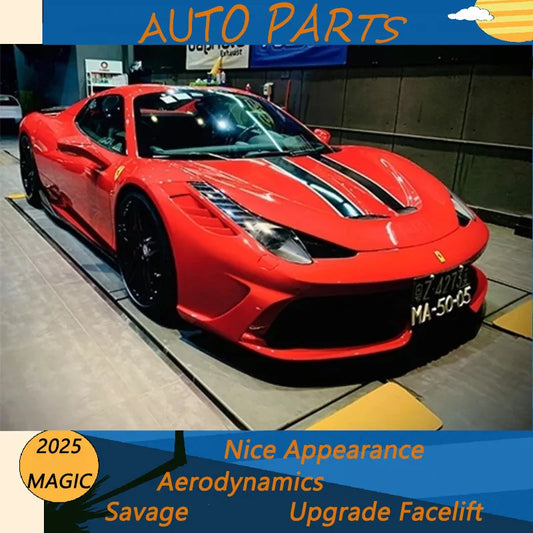 Suitable for Ferrari 458 Modified with Special Carbon Fiber Tail Wing, Front Bumper, Hood, Lip, Rear Spoiler Comparison Trim
