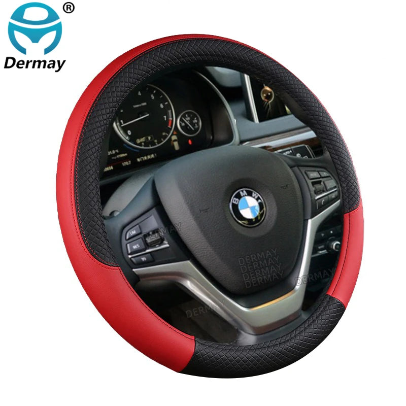 Color Name: Blue - 9 Color Sport Auto Steering Wheel Covers Anti-Slip Leather Car Steering-wheel Cover Car-styling Anti-catch Holder Protor - Premium Interior Accessories from DERMAY - Just $13.99! Shop now at Rapidvehicles